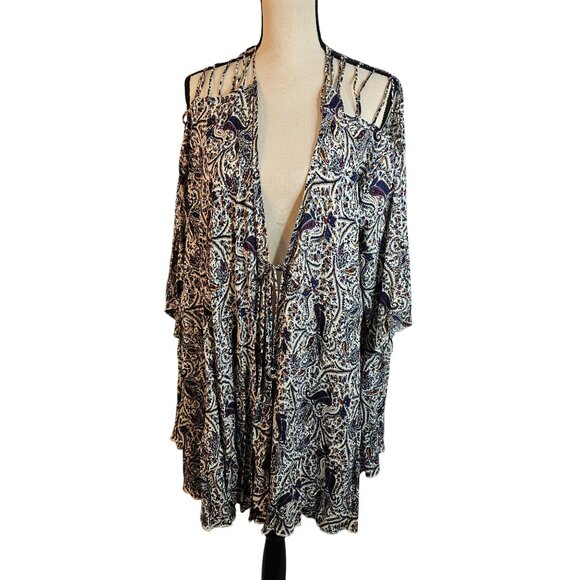 Intimately Free People Womens Sz Small Strappy Shoulder Robe Paisley Bells Boho - Picture 1 of 9